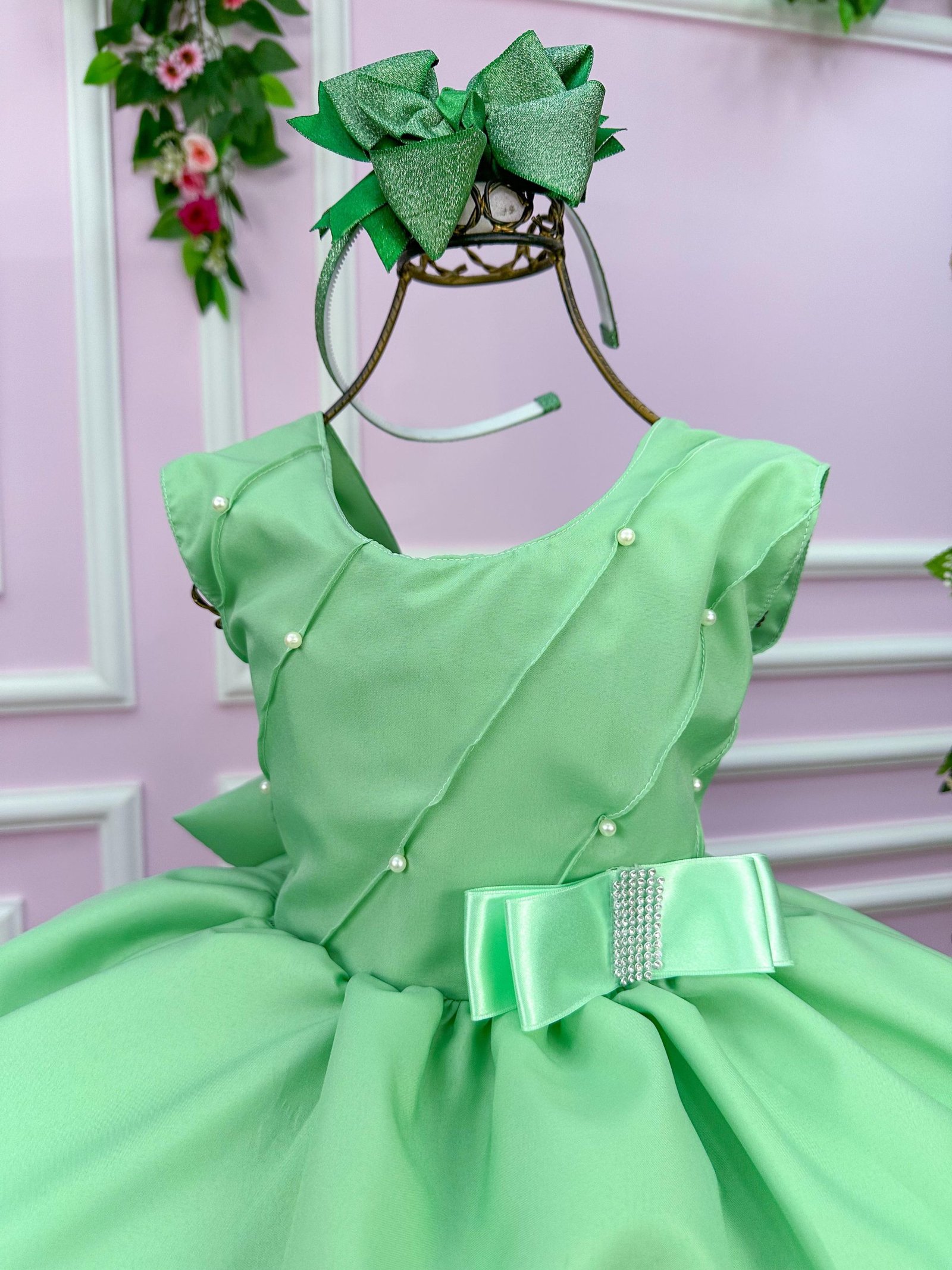 Vestido Belle Fille Lacinho Verde - Imagem 3