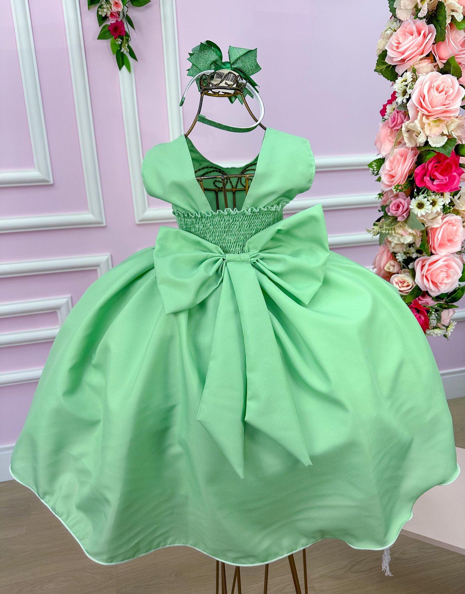 Vestido Belle Fille Lacinho Verde - Imagem 4