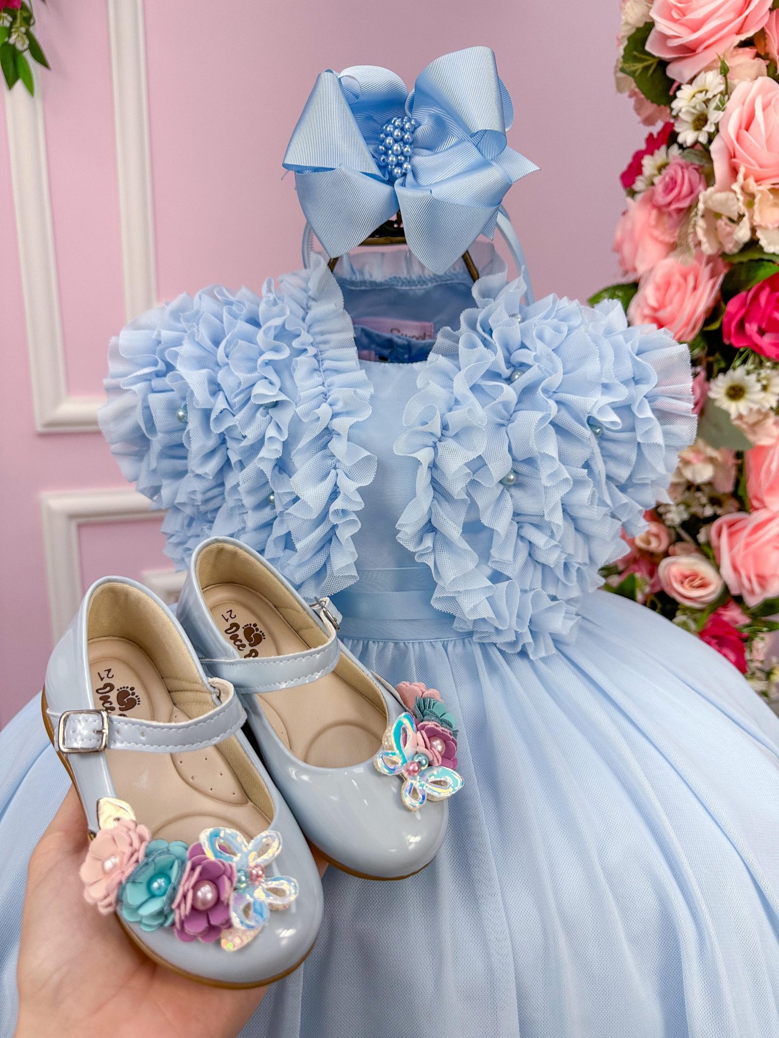 Vestido Miss Sweet Azul Bebe + Bolero - Imagem 2