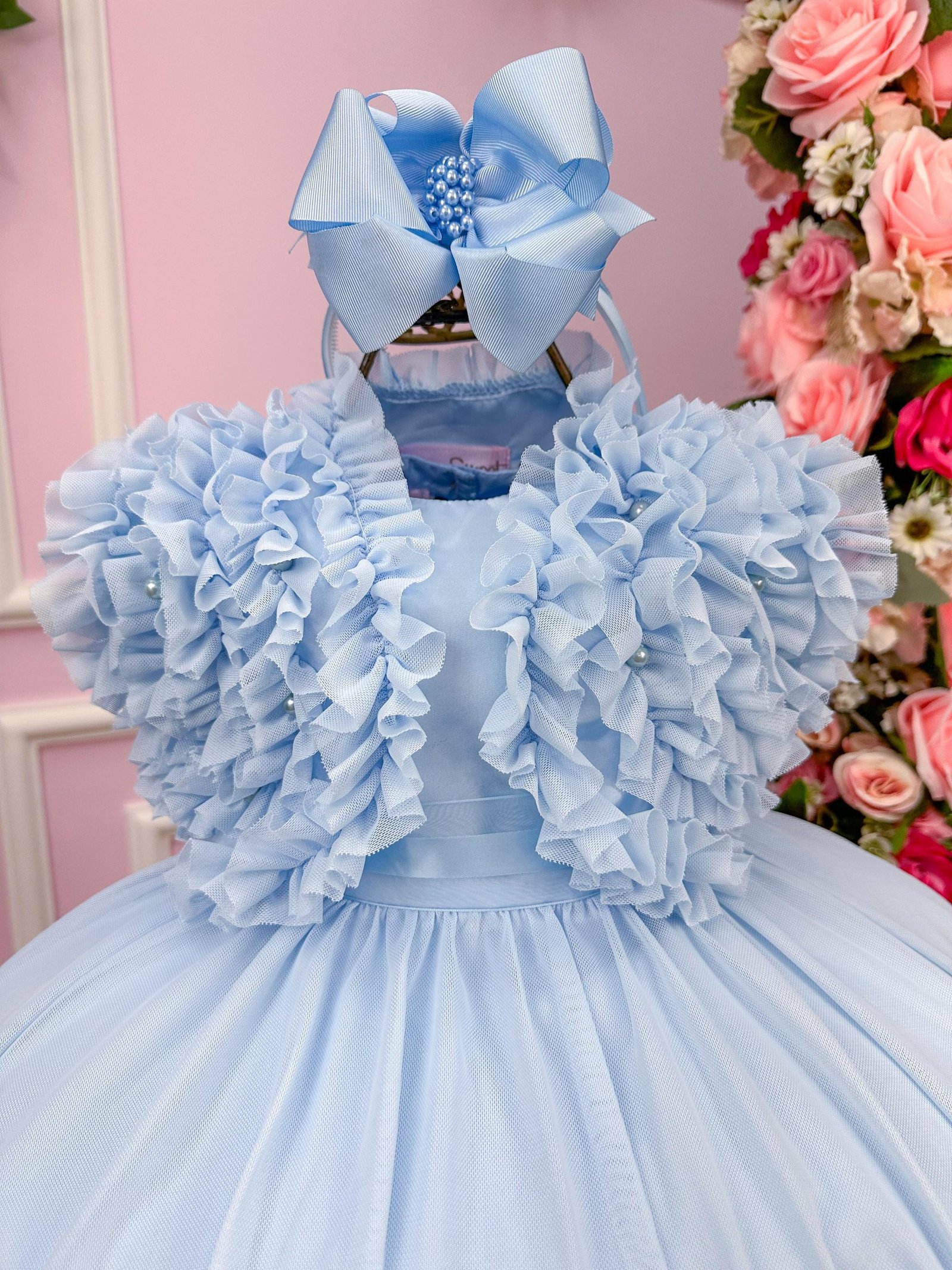 Vestido Miss Sweet Azul Bebe + Bolero - Imagem 3