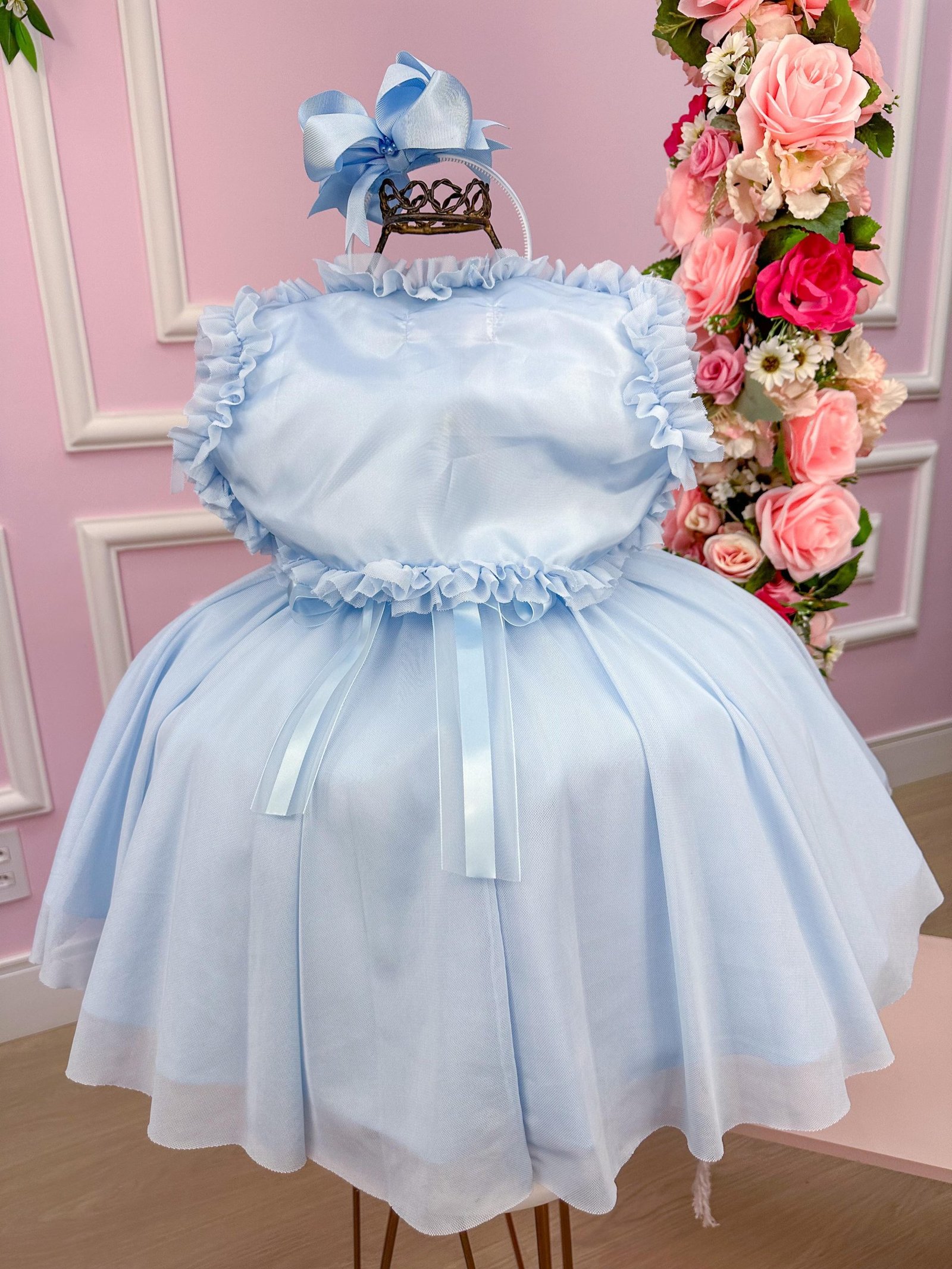 Vestido Miss Sweet Azul Bebe + Bolero - Imagem 4