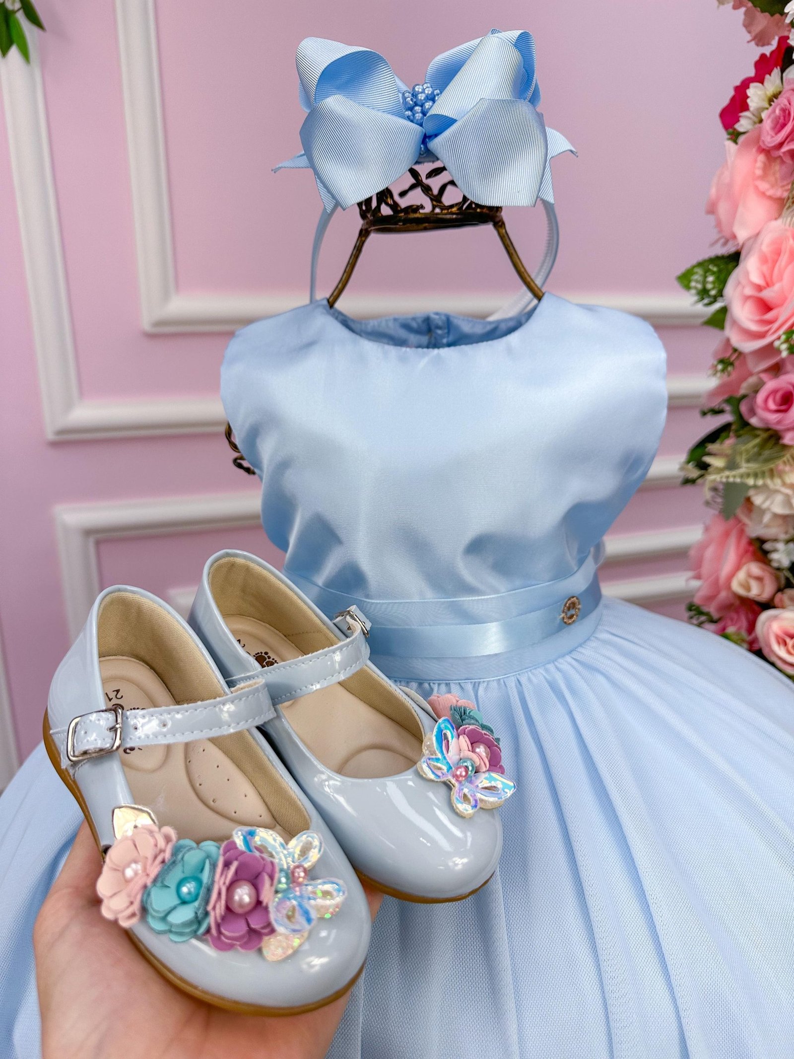 Vestido Miss Sweet Azul Bebe + Bolero - Imagem 6