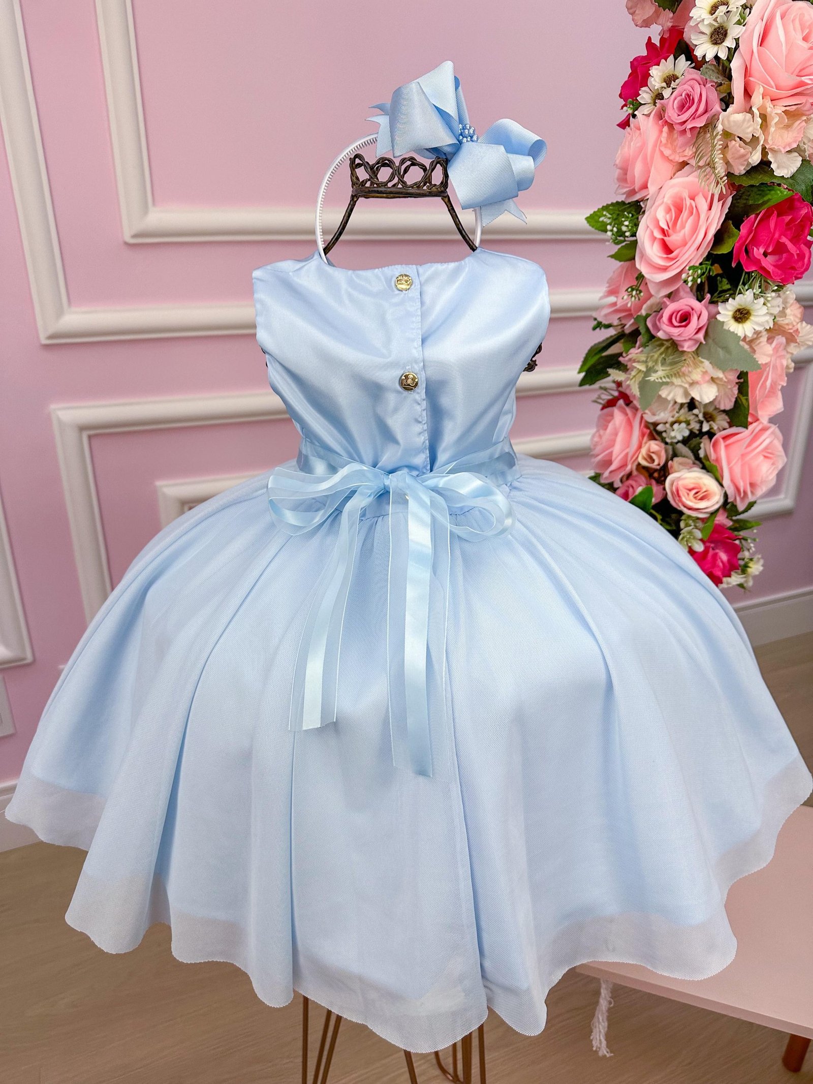 Vestido Miss Sweet Azul Bebe + Bolero - Imagem 7