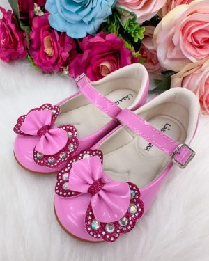 Sapatilha Flor Di MIla Baby Rosa Chiclete Com Pink Lacinho S