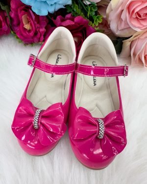 Sapatilha Flor Di Mila Pink Laço Com Strass