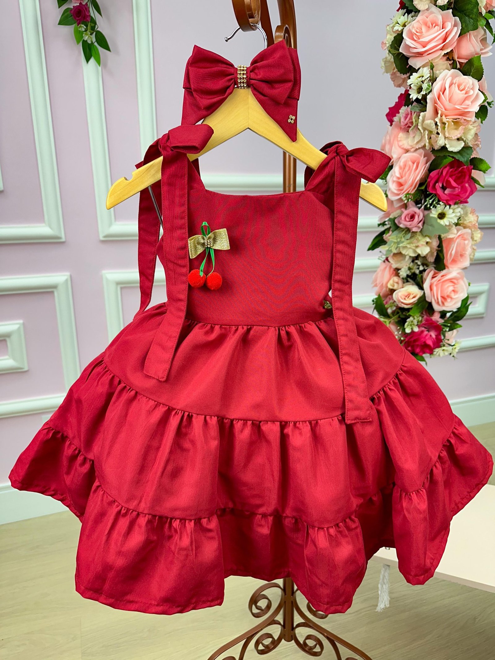 Vestido Blogueirinha Vermelho Cerejinha - Imagem 6