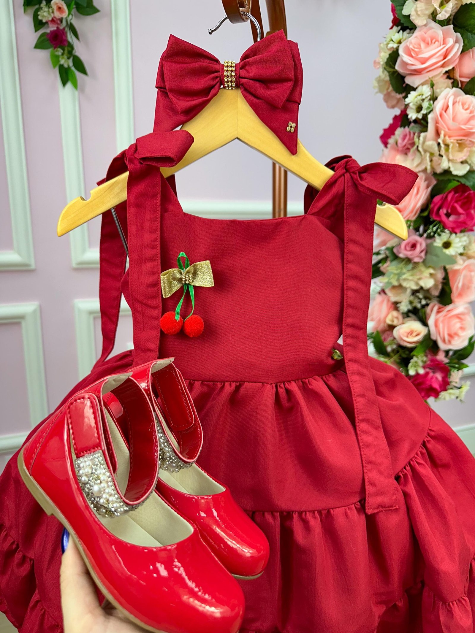 Vestido Blogueirinha Vermelho Cerejinha - Imagem 7