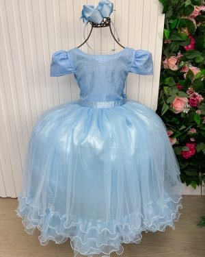 Vestido Enjoy Longo Azul Bebê Babadinho