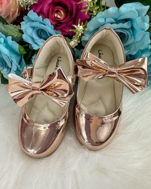 Sapatilha Flor Di Mila Laço Dourada Metalizado Modelo 2