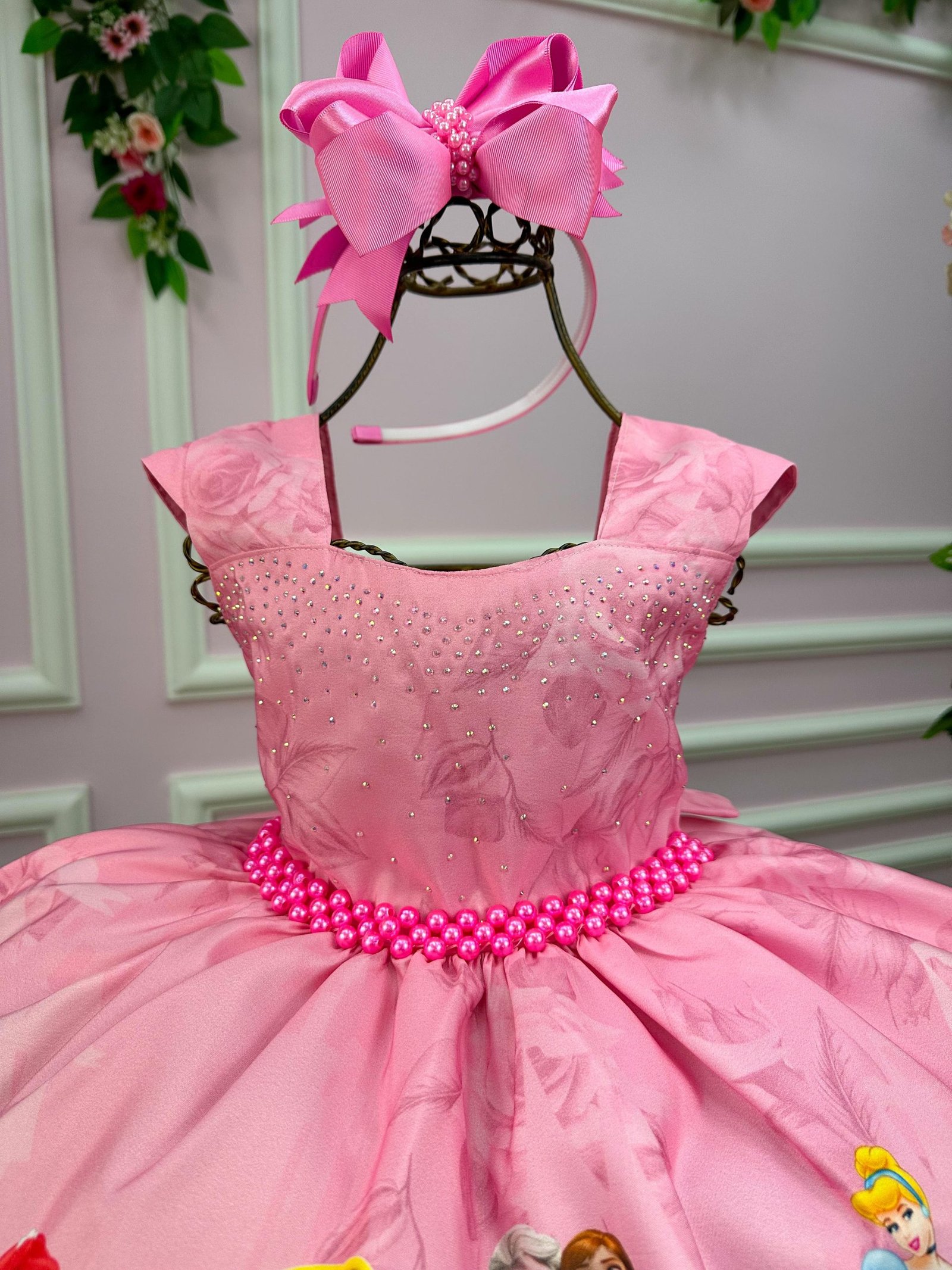 Vestido Juvenil Temáticos da Gigi Princesas Disney Rosa - Imagem 2