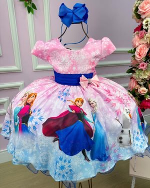 Vestido Infantil Temáticos da Gigi Frozen Rosa