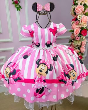Vestido Infantil Temáticos da Gigi Minnie/Minie Rosa