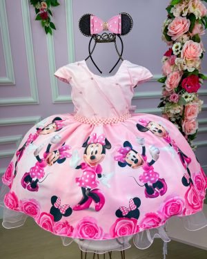 Vestido Infantil Temáticos da Gigi Minnie Minie Rosa