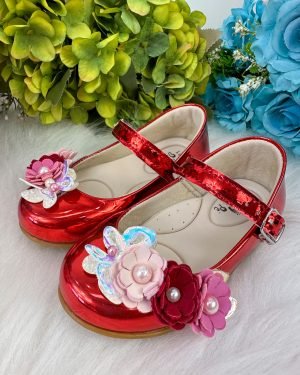 Sapatilha Doce Pe Juju Jardim Encantado Vermelha Metalizada