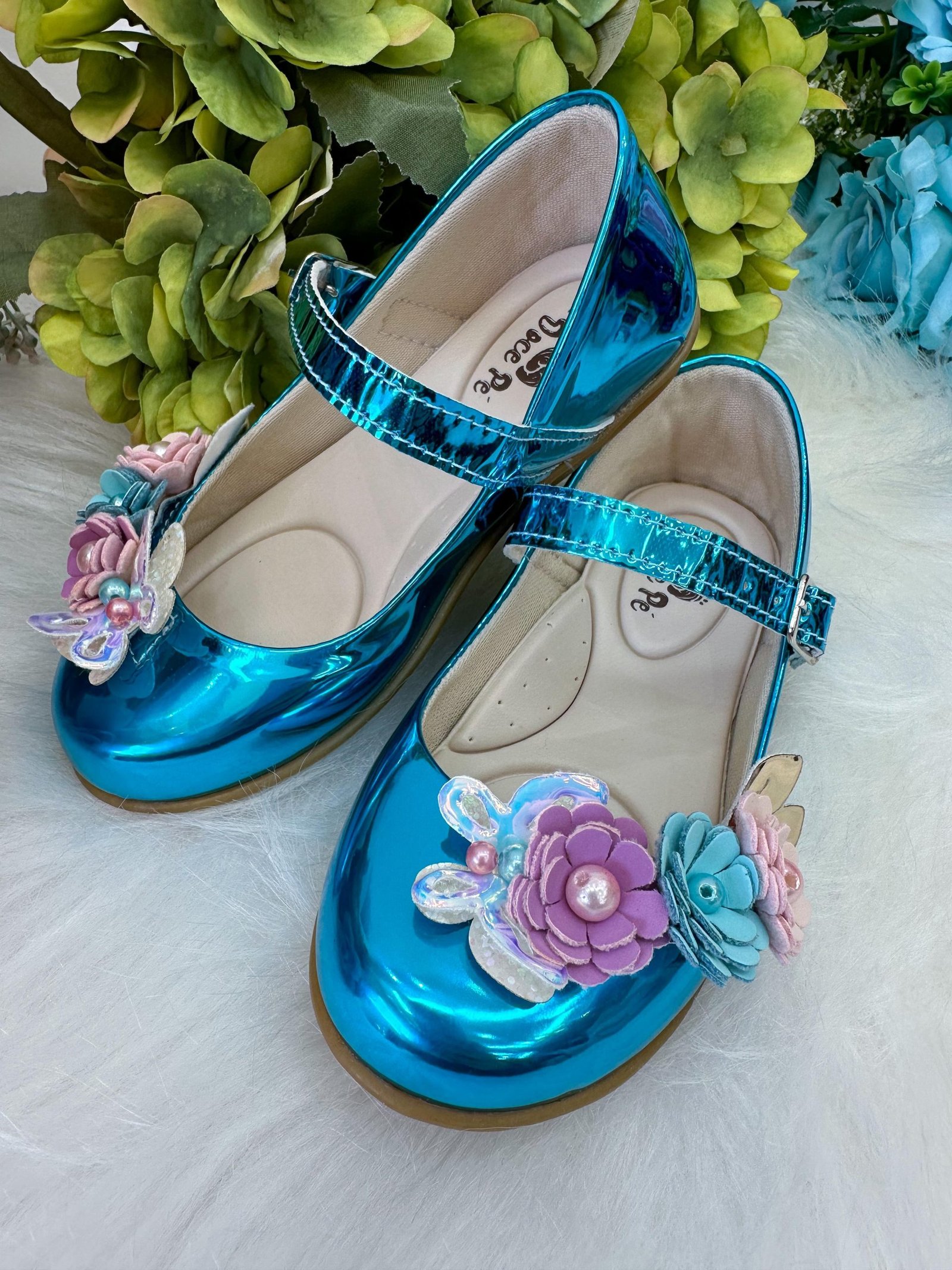 Sapatilha Doce Pe Juju Jardim Encantado Azul Metaliazada - Imagem 3