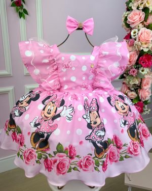 Vestido Temáticos Kids Minnie/Minie Rosa