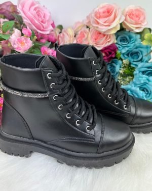 Bota/Coturno Ousadia Preta Adulta Strass