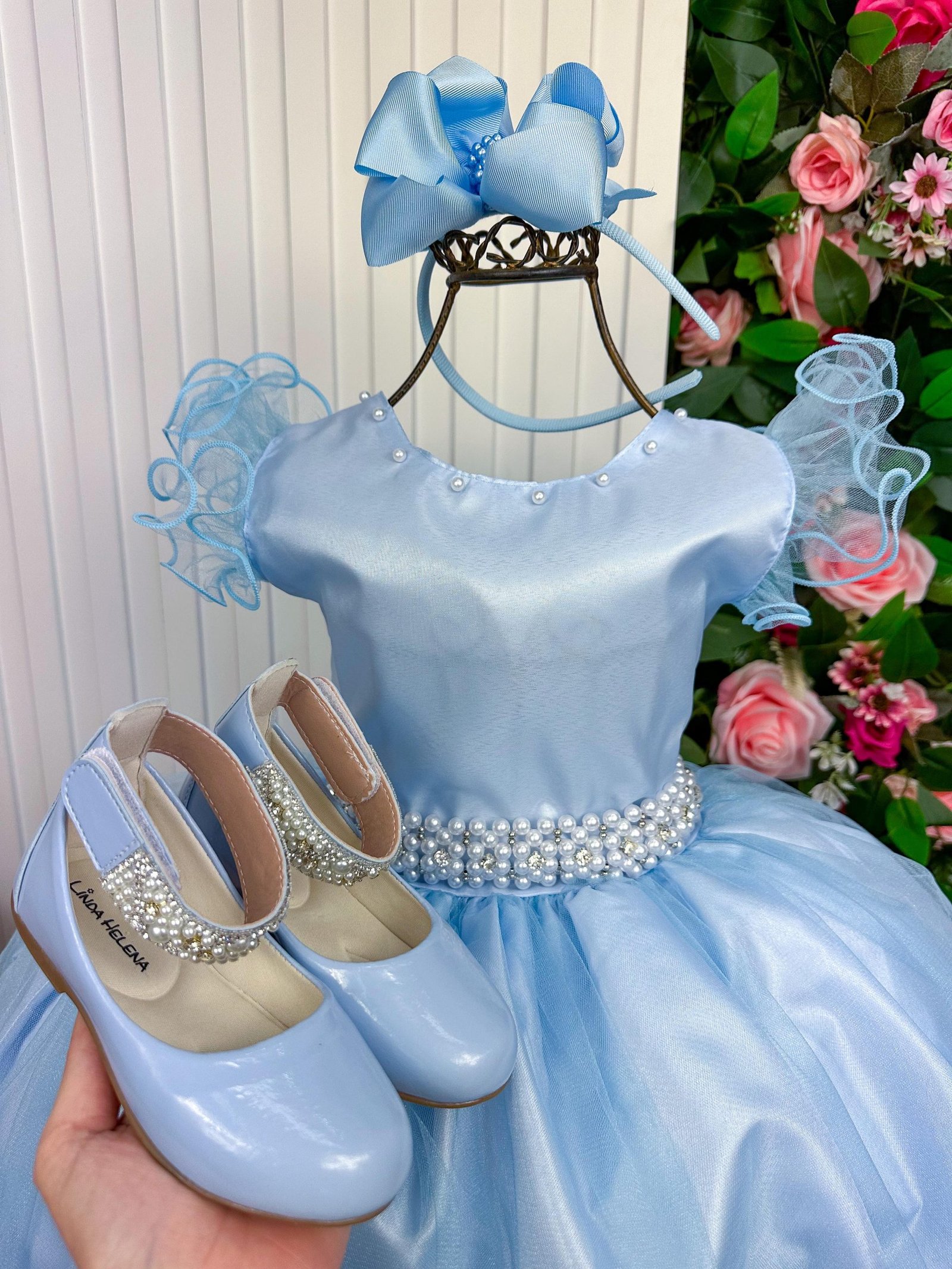 Vestido Marie Longo Amanda Azul Bebe - Imagem 6