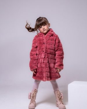 Casaco Peluciado Vermelho Queimado Com Capuz