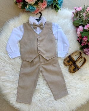 Conjunto Miss Cherry Colete Davi Bege - Marrom Claro