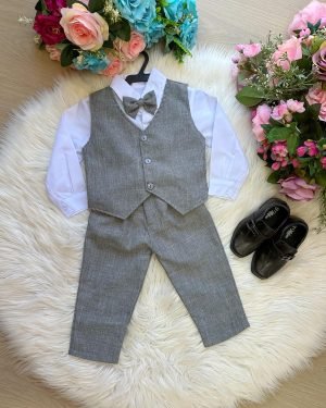 Conjunto Miss Cherry Colete Davi Cinza