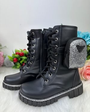 Bota/Coturno Nilqi Malu Bolsinha Cano Alto Preta