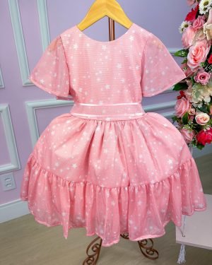 Vestido Miss Sweet Estrelas Rosa Chiclete
