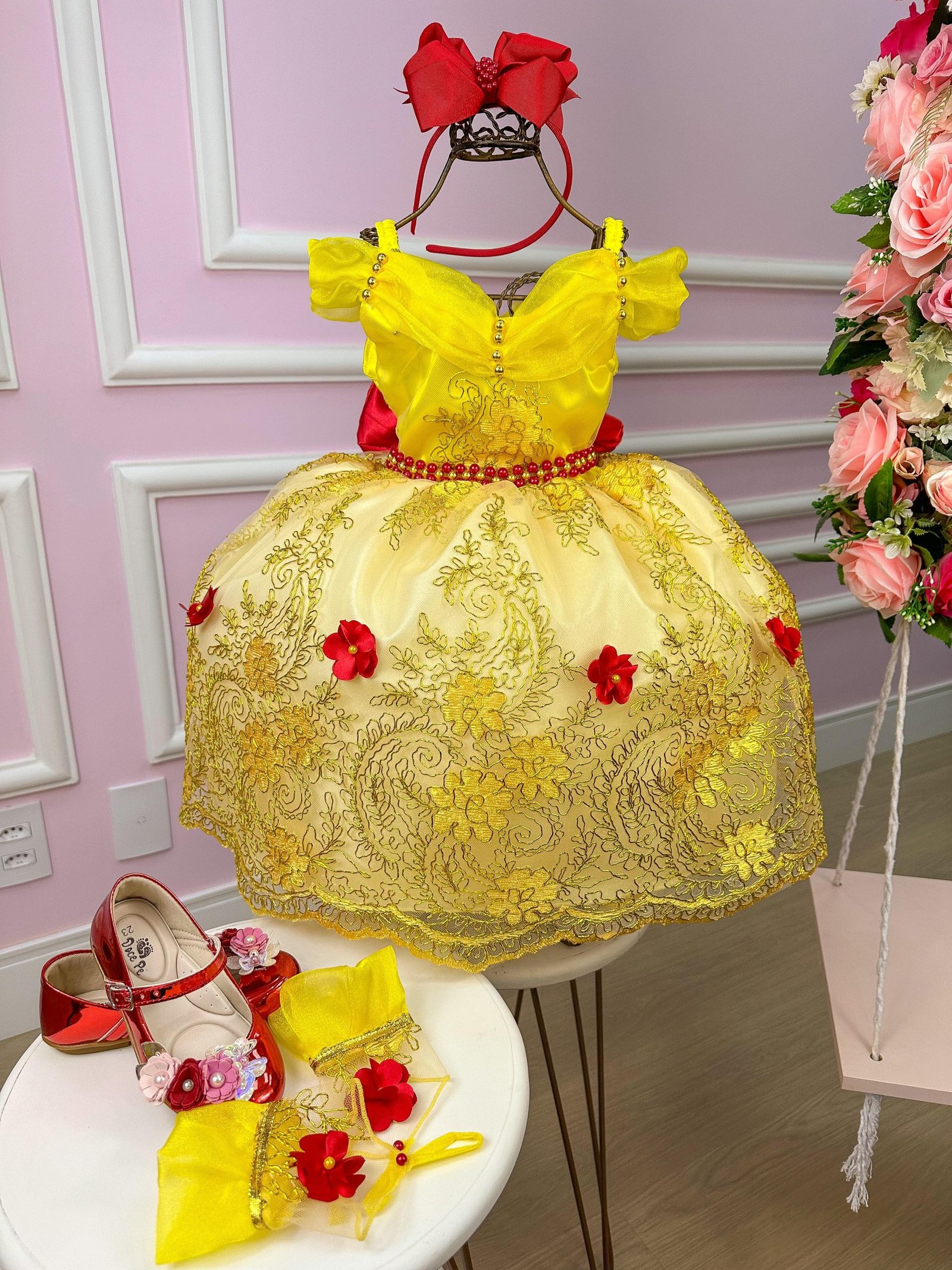 Vestido Princesa Tematico Bela e a Fera - Imagem 2