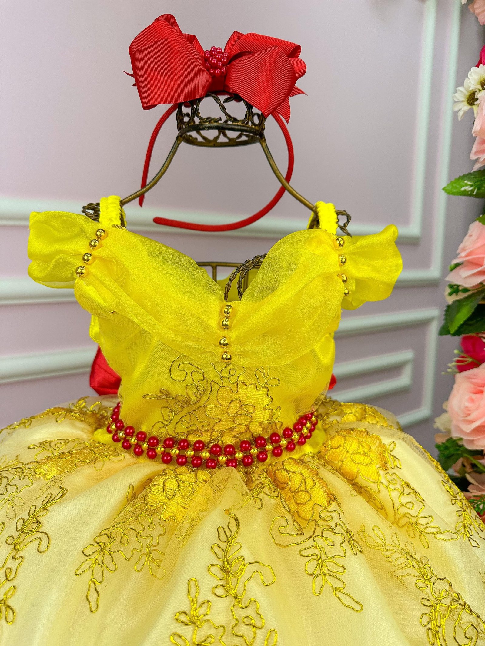 Vestido Princesa Tematico Bela e a Fera - Imagem 5