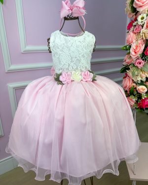 Vestido Juvenil Vila Lele Ivete Peito Off e Saia Rosa Bebe