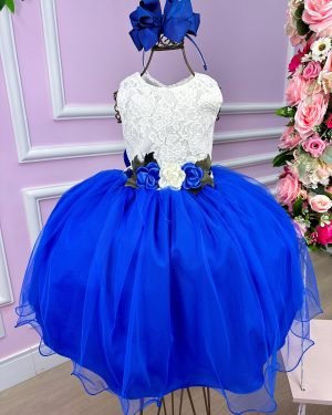 Vestido Juvenil Vila Lele Ivete Peito Off e Saia Azul Royal