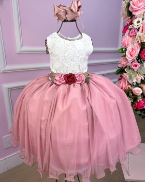 Vestido Juvenil Vila Lele Ivete Peito Off e Saia Rose