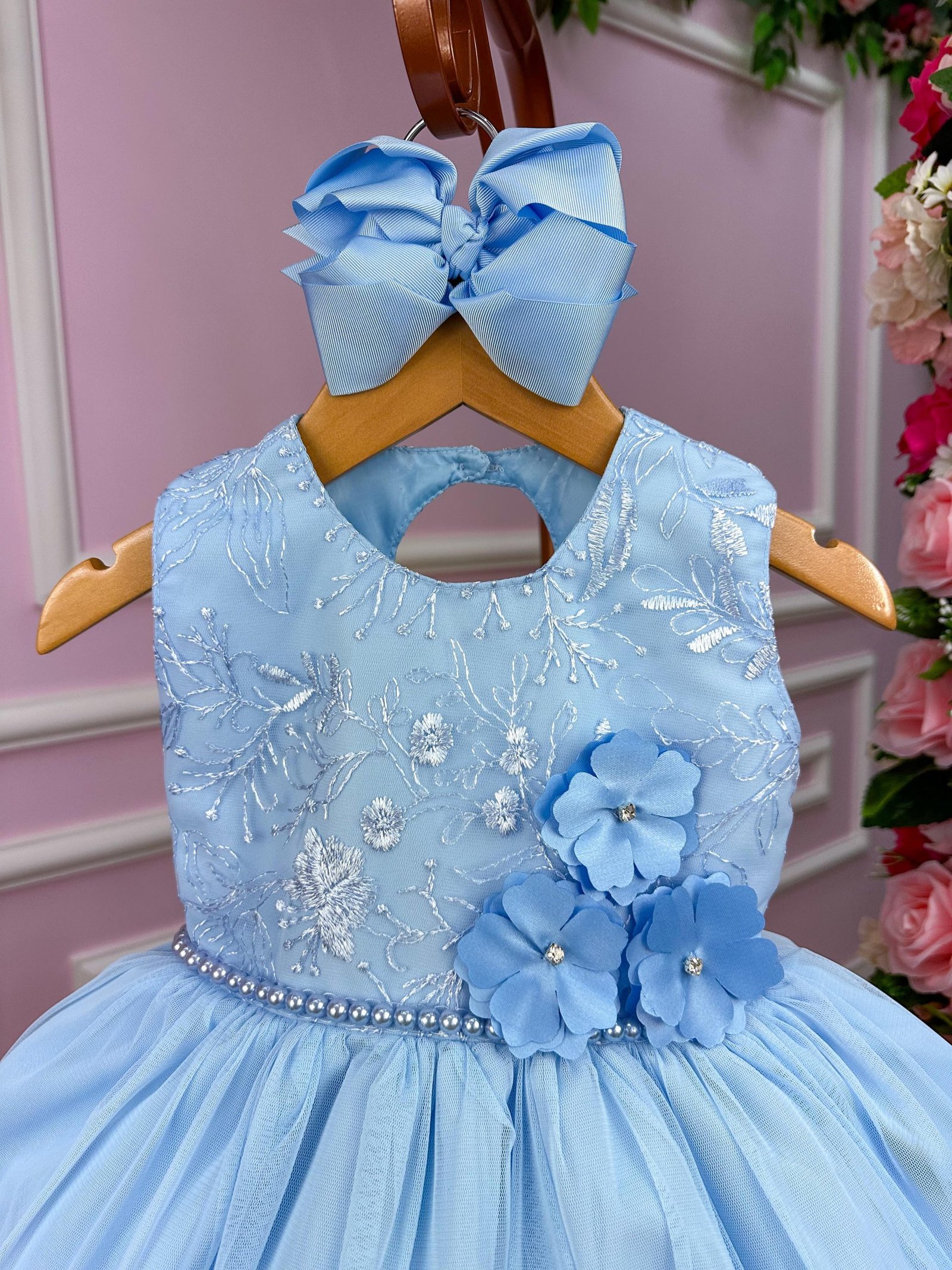 Vestido Vila Lele Jardim Encantado Flora Azul Bebe - Imagem 2