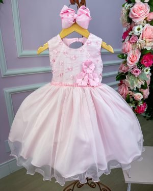 Vestido Vila Lele Jardim Encantado Flora Rosa Bebe