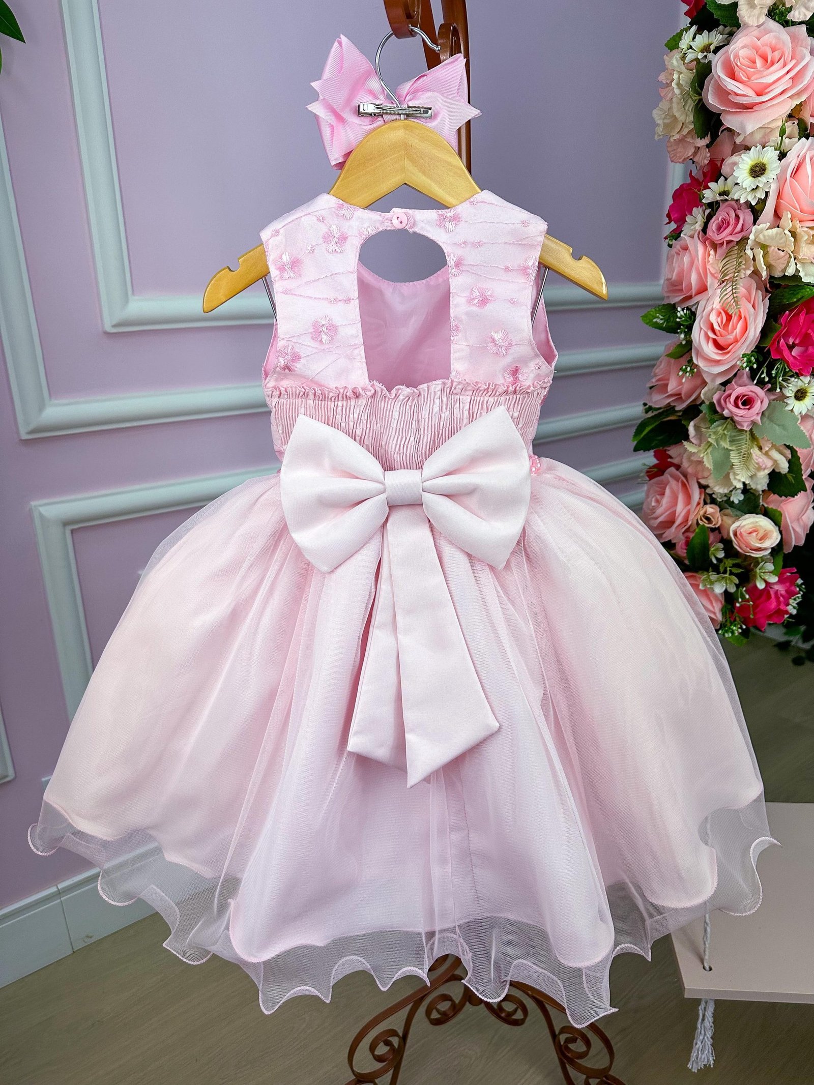 Vestido Vila Lele Jardim Encantado Flora Rosa Bebe - Imagem 4