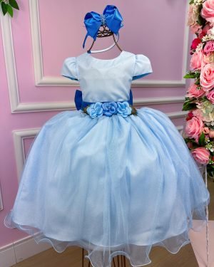 Vestido Juvenil Vila Lele Luiza Azul Bebe