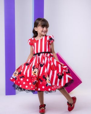 Vestido Infantil Temáticos da Gigi Minnie/Minie Vermelha