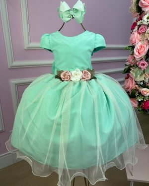 Vestido Juvenil Vila Lele Luiza Verde Menta