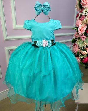 Vestido Juvenil Vila Lele Luiza Verde Tiffany