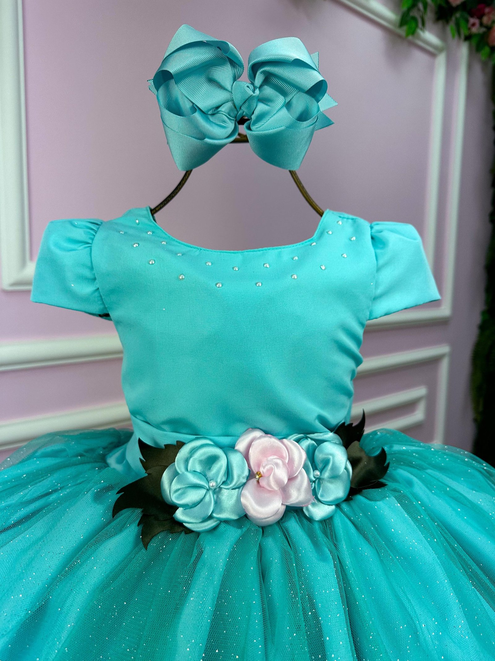 Vestido Juvenil Vila Lele Luiza Verde Tiffany - Imagem 2