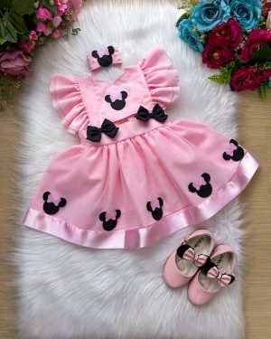 Romper/Vestido Princesa Belli Minnie/Minie Rosa