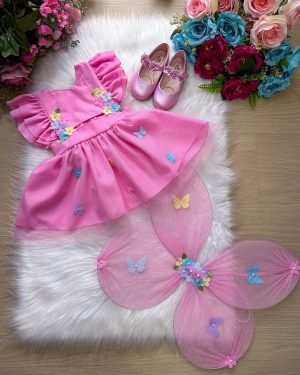 Romper/Vestido Princesa Belli Jardim Encantado Rosa