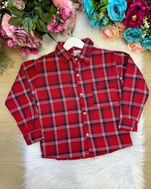 Camisa Xadrez Murilo Vermelha e Branca Flanela/Flanelada Jun