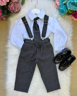 Conjunto Meninos Miss Cherry Rafael Suspensorio Preto