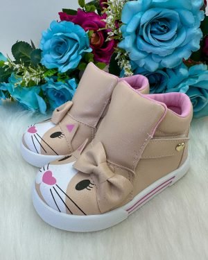 Tênis Bota Encanto de Criança Gatinha/Gata Rose-Nude Fashion