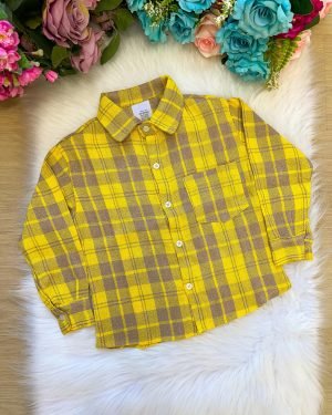 Camisa Xadrez Miguel Amarelo Flanela/Flanelada Junina