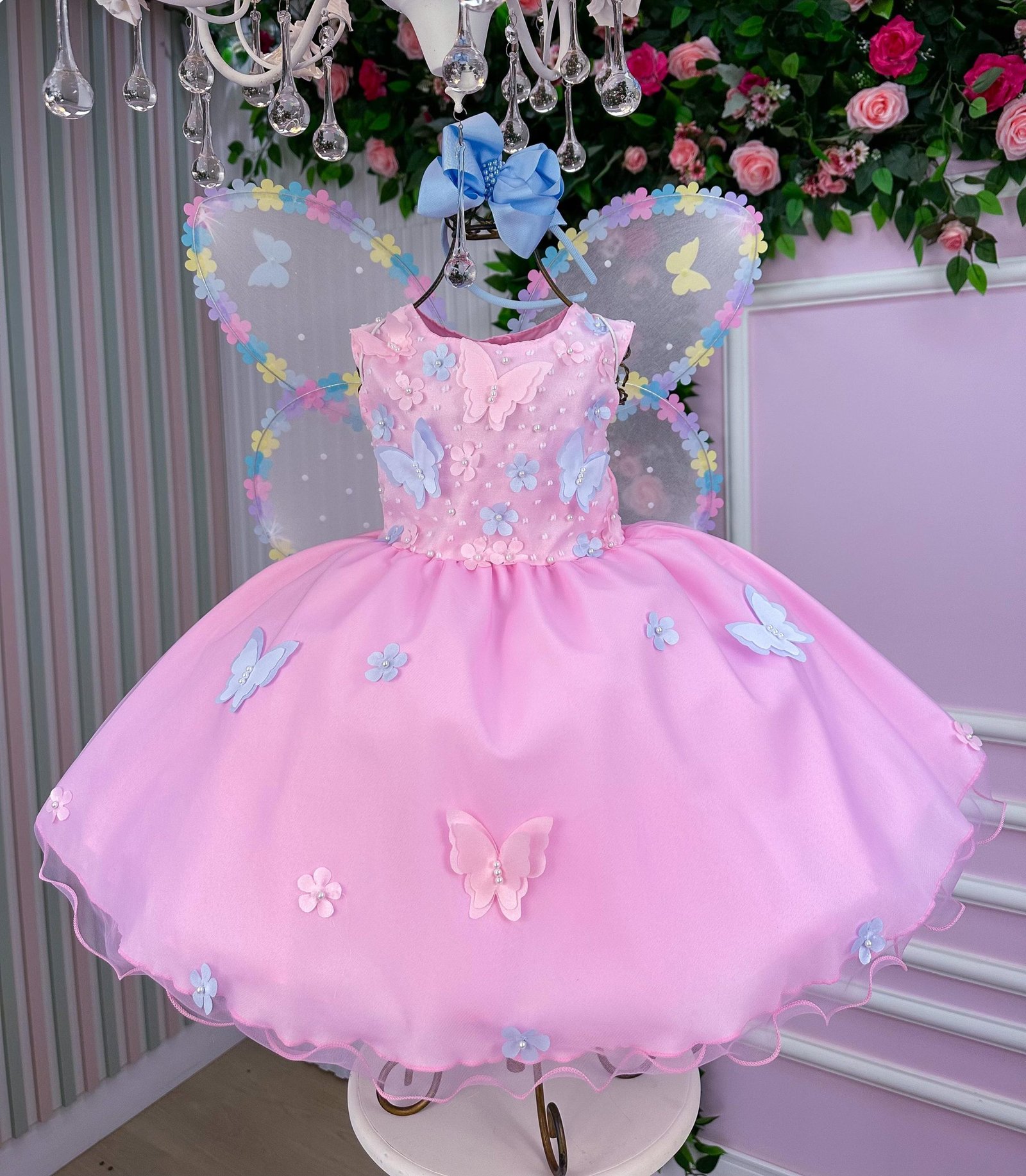 Vestido Marie Jardim das Borboletas Rosa Bebe Viviane - Imagem 4