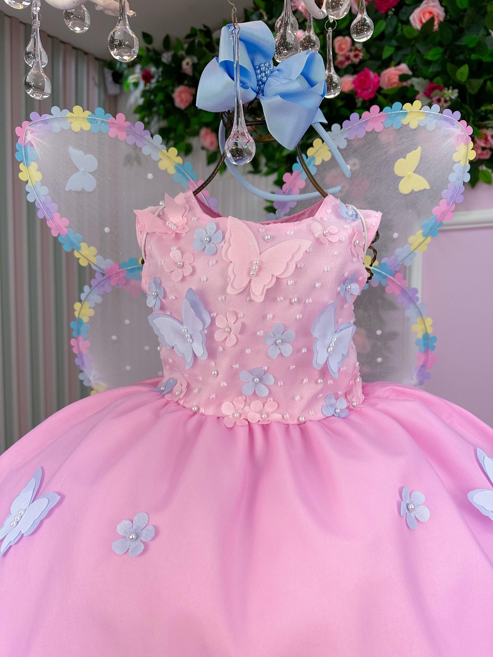 Vestido Marie Jardim das Borboletas Rosa Bebe Viviane - Imagem 5