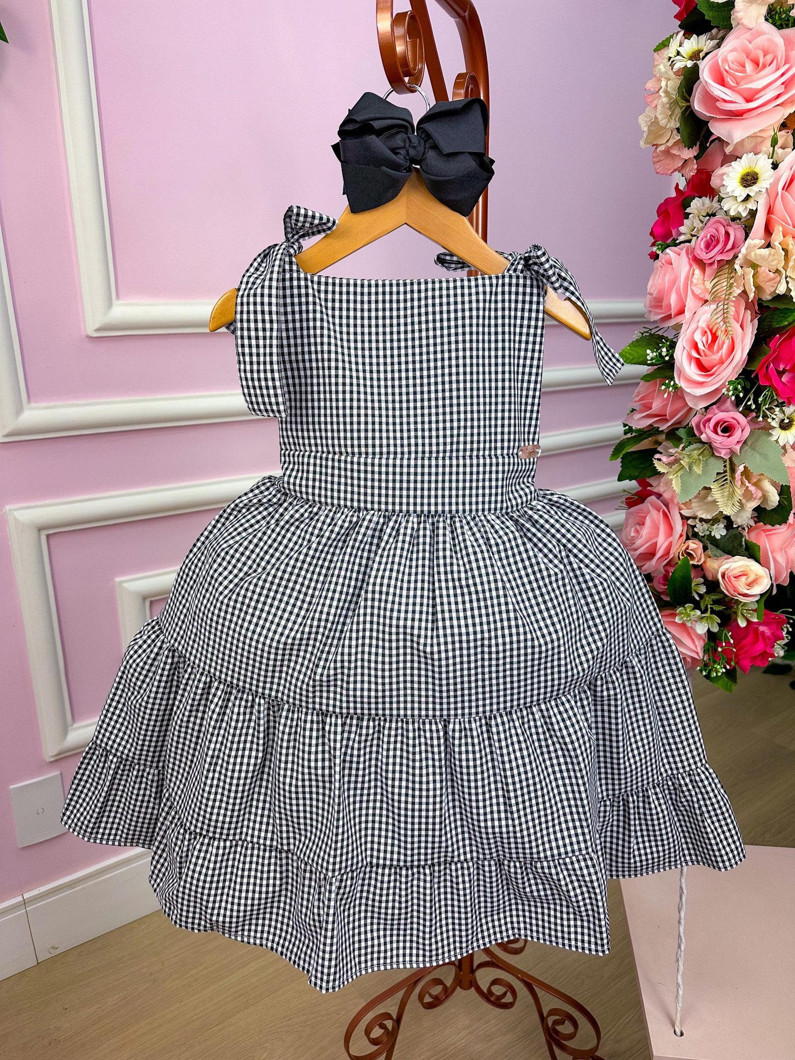 Vestido Banana Club Amelia Xadrez Preto