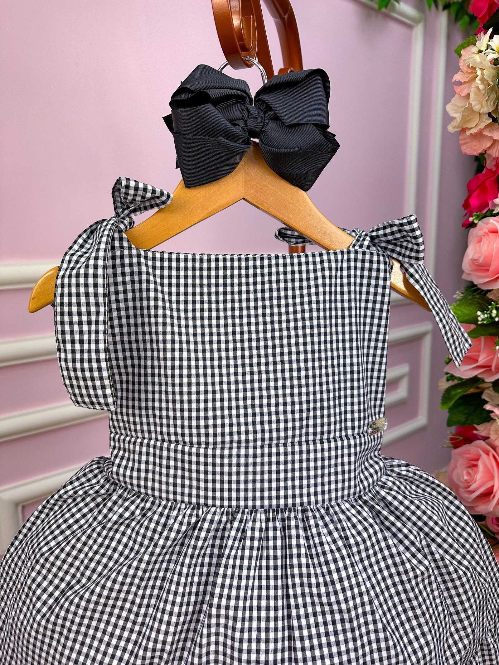 Vestido Banana Club Amelia Xadrez Preto - Imagem 2